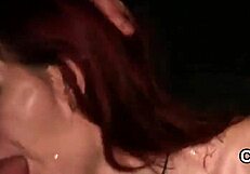 Foxy Honey Swallows Cumshot on Face After Wild Blowbang