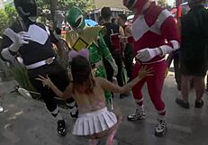 giving kisses in cdmx with miniskirt on lgbt march day