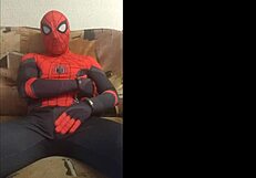 Gay Spiderman Strokes in Spandex!