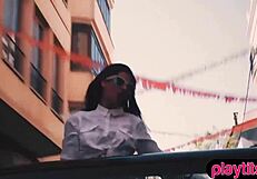 Outdoor doggystyle sex with girlfriend on rome highway.