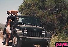 Outdoor doggystyle sex with girlfriend on rome highway.