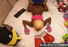 Taboo stepdads friend swims with cute ebony sheisnovember and slides his finger her big ass in pov