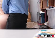 Nubile Cutie Thief Sucks Cock in Office for Thrill