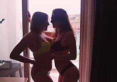 Lesbian and amateur couple record intense and graphic hotel sex