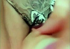 Wife films her panties before pleasuring herself with a dildo