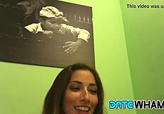 glamorous brunette teen feels pleasure riding cock after first date