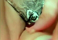 Wife films her panties before pleasuring herself with a dildo