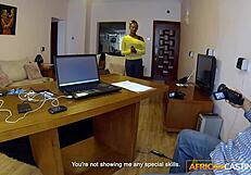 Middle aged black woman sucks a white dick in a compilation porn video