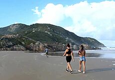 Manuh Cortez seduces stranger on public beach with big tits and crossdressing flair