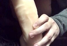 Sucking Huge Dildo While Pounding Pussy With Anal Plug