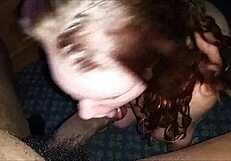 redhead sucks a big black cock - amateur pov