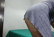 Watch me orgasm on this big cock while making the bed