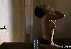 Athletic Brunette Masturbates In Boxing Gym