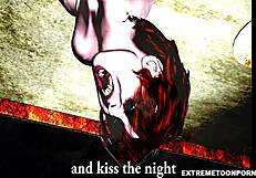 3D Vampire Vixen Performs Oral and Handjob on Horny Stud Before Riding His Hard Cock in Fantasy Hentai.