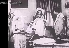 Vintage lingerie model showcases retro stockings and antique pieces