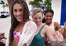 Party Chicks in Bikinis Sharing Fun