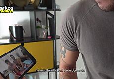 real estate agent fucks twink doggystyle. bent over for huge bareback cum.