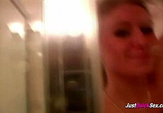 Blonde beauty masturbates her ass and pussy in the shower