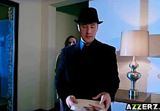 abigail mac performing in hardcore pov video with brunette babe