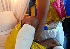 The gay couple have sex on the bed of the sultan