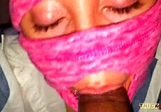 POV Latina Teen Sucks Huge BBC in Masked Webcam Action