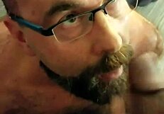 Gay Facial Cumshot in Hotel Room