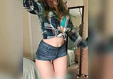 i'm undressin and dancin, teasin my ass and tits with a double dildo