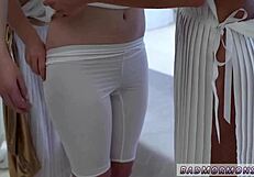 Blonde teen trusts priest for fun.