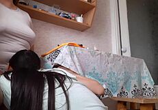 spit in kitchen, she licks pussy to orgasm