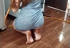 Intense Emotions Surge as I Film My Naked Maid Cleaning the Stove