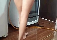 Intense Emotions Surge as I Film My Naked Maid Cleaning the Stove