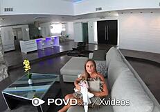 Watch the landlord blow his load deep inside that broke tenant from POV.