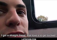 Latino twink sucks and fucks straight guy for cash in POV