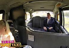 A busty surprise for female office worker from blonde cabbie