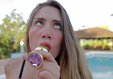 Latina teen Sara and gets her small tits and ass fucked in public