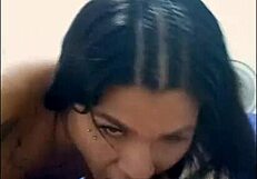 ts angelique with long hair gets passionate foreplay, deepthroat, and bent over fucking by cute friend.