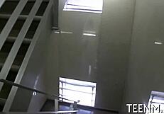 Cute babe gives wet oral sex to lusty dude