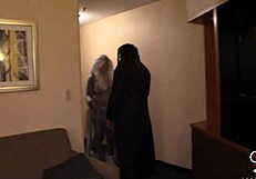BBW slut throws legal age teenager cock down her throat then has her small tits played with and gets her hole filled by a big black penis