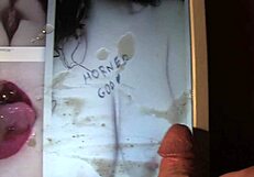 Goddess blows queen's cum tribute from horned god!