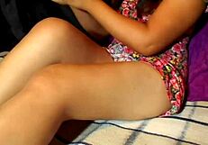 Young Latina's Oiled Pussy Throbs With Orgasms As She Strips