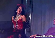 Slutty Brunette HOE RIPS Red Lingerie in Public