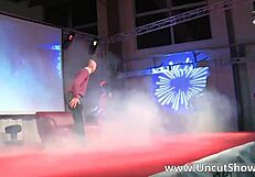 Slutty Brunette HOE RIPS Red Lingerie in Public