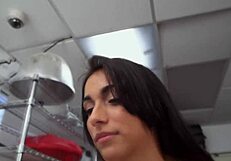 blonde woman in fake job interview with black casting guy on sofa