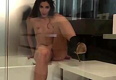 horny teen fucks and sucks in bathroom with brunette