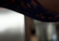 Teen in red lingerie sneaks family moments