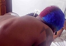 Behind the scenes, Joao is getting an Easter present from a black bunny with a big butt, complete in red