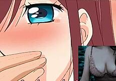 Hot students grope their tits in this horny hentai scene!