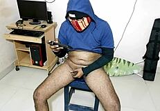 alone watching porn, cock hardens