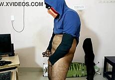 alone watching porn, cock hardens