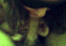 Blindfolded girlfriend gives blowjob to old friend